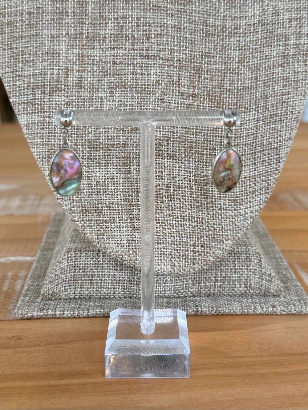 Oval Faux Abalone Shell Post Silver-Tone Earrings